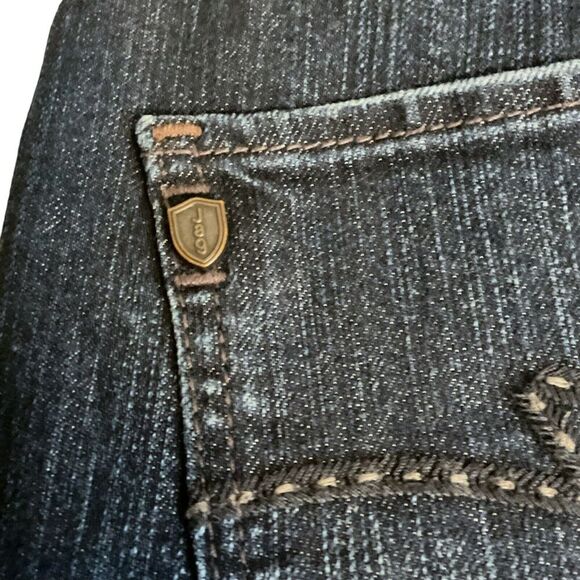 Jag Women's Blue Dark Wash Denim Low Rise Bootcut Jeans SZ 6 Stretch Whiskering - Picture 13 of 16